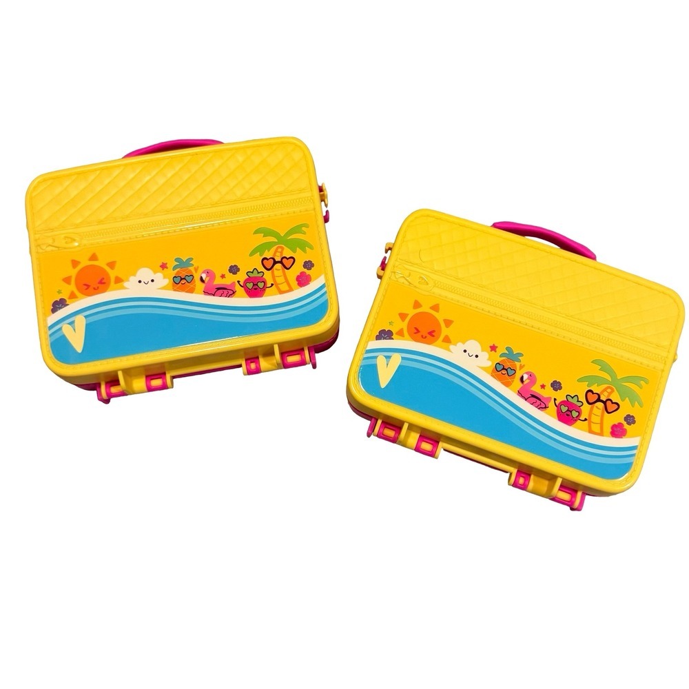 Baby Alive Suitcase Carry Case Pink Yellow Tropical Scene Lot of 2 Kids OS - Picture 3 of 3